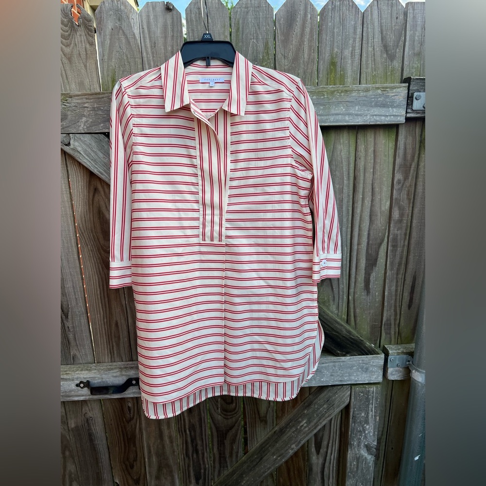 👗Foxcroft red/white striped tunic top